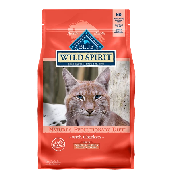 BLUE BUFFALO WILD Spirit Addult Indoor Hairball Weight Control Chicken Cat Food 5lbs CityU Vet Boutique Veterinarian Recommended