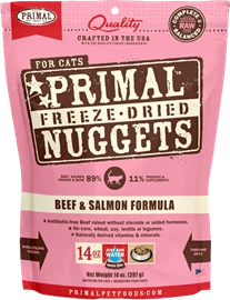 PRIMAL FREEZE-DRIED NUGGETS CAT FOOD - BEEF & SALMON FORMULA 14OZ