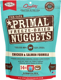 PRIMAL FREEZE-DRIED NUGGETS CAT FOOD - CHICKEN & SALMON FORMULA 14OZ