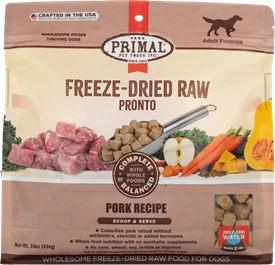 PRIMAL FREEZE-DRIED RAW PRONTO DOG FOOD - PORK FORMULA 16OZ