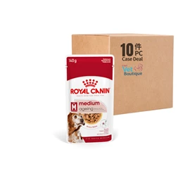 ROYAL CANIN SHN MEDIUM AGEING (CHUNKS IN GRAVY) DOG POUCH 140G (1X10) 