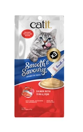 CATIT SMOOTH & SAVOURY, SALMON, TUNA WITH CRAB (15G X 4)