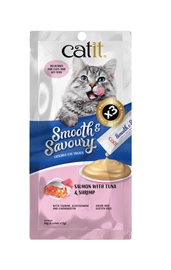 CATIT SMOOTH & SAVOURY, SALMON, TUNA WITH SHRIMP (15G X 4)