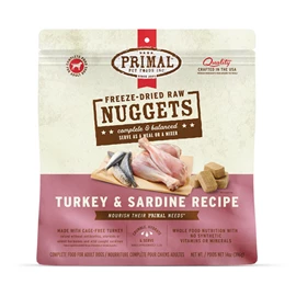 PRIMAL FREEZE-DRIED NUGGETS DOG FOOD - TURKEY & SARDINE FORMULA 14OZ