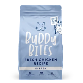 Buddy Bites Kitten Chicken