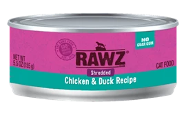 RAWZ Shredded Canned Cat Food - Chicken & Duck Recipe 155g 