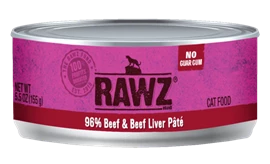 RAWZ 96% Meat Canned Cat Food - 96% Beef & Beef Liver Pate 155g 