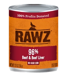 RAWZ 96% Meat Canned Dog Food - 96% Beef & Beef Liver Pate 354g