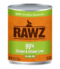 RAWZ 96% Meat Canned Dog Food - 96% Chicken & Chicken Liver Pate 354g