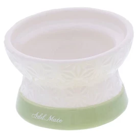 Add Mate Bevel Angle Raised & Anti-slip Ceramic Cat Bowl for Dry Food - Green Bottom