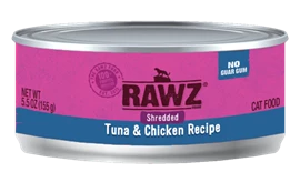 RAWZ Shredded Canned Cat Food - Tuna & Chicken Recipe 155g