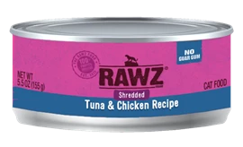 RAWZ Shredded Canned Cat Food - Tuna & Chicken Recipe 155g 
