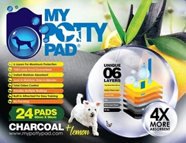 MY POTTY PAD Pet Sheets - Charcoal + Lemon 60 x 90 cm 24 pcs