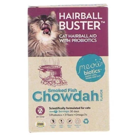 FIDOBIOTICS Meowbiotics Hairball Buster Smoke Fish Chowdah Cat Hairball Aid Cat Probiotic