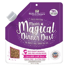 STELLA & CHEWY'S Marie's Magical Dinner Dust for Cats - Wild-Caught Salmon & Cage - Free Chincken Recipe 7oz