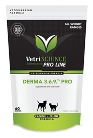 VETRISCIENCE Derma 3 6 9 Pro 貓狗皮膚專用咀嚼肉粒 (60粒裝)