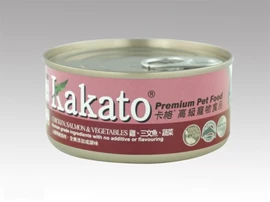 KAKATO TINNED FOOD " CHICKEN, SALMON & VEGETABLES " 170G