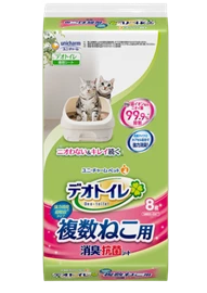 Unicharm Deo-Toilet ﻿Deodorizing/disinfecting sheets for multiple cats - 8 sheets