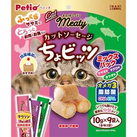Petio Cat Meaty Chicken Breast + Tuna + Bonito Meat Bites With Filling (Taurine, DHA, EPA+) 10 x 9 bags