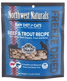 NORTHWEST NATURALS Freeze Dried Diets for Cats -  Beef & Trout 11oz