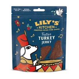 LILY'S KITCHEN TREATS FOR DOGS - Festive Christmas Turkey Jerky 70g