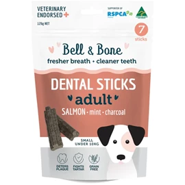 BELL & BONE ADULT DOG DENTAL STICKS - SALMON, MINT AND CHARCOAL