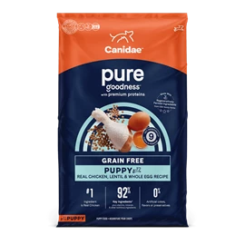 CANIDAE PURE GOODNESS GRAIN FREE DRY PUPPY FOOD WITH CHICKEN, LENTIL & WHOLE EGG