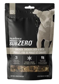 NUTRIENCE SUBZERO FREEZE-DRIED CHICKEN, CHICKEN LIVER & DUCK DOG TREATS 70G