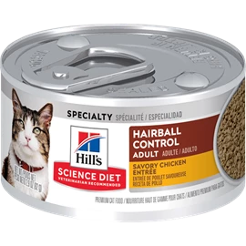 HILL'S SCIENCE DIET ADULT HAIRBALL CONTROL SAVORY CHICKEN ENTRÉE CAT FOOD 2.9 OZ 