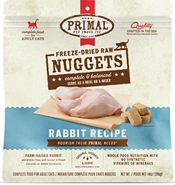 PRIMAL FREEZE-DRIED NUGGETS CAT FOOD - RABBIT FORMULA 14OZ