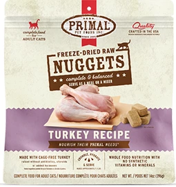 PRIMAL FREEZE-DRIED NUGGETS CAT FOOD - TURKEY FORMULA 14OZ
