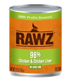 RAWZ 96% Meat Canned Dog Food - 96% Chicken & Chicken Liver Pate 354g 