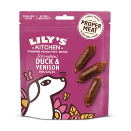 LILY'S KITCHEN TREATS FOR DOGS - Scrumptious Duck & Vension Sausages 70g